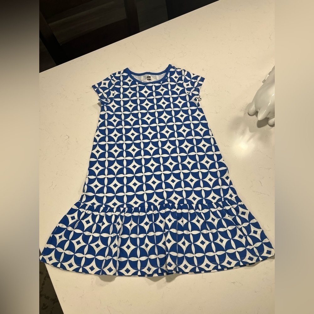 TEA COLLECTION Ruffle Dress - Azulejos size 7